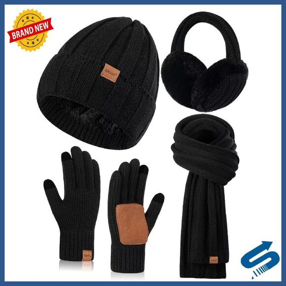 Fleece Lined Winter Set with Touchscreen Gloves, Scarf, Beanie, Earmuffs main image 7